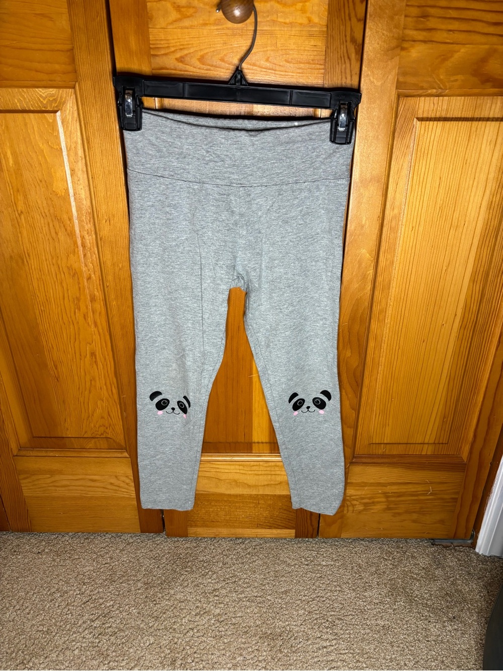 Justice Gray Panda Face Knee Leggings
